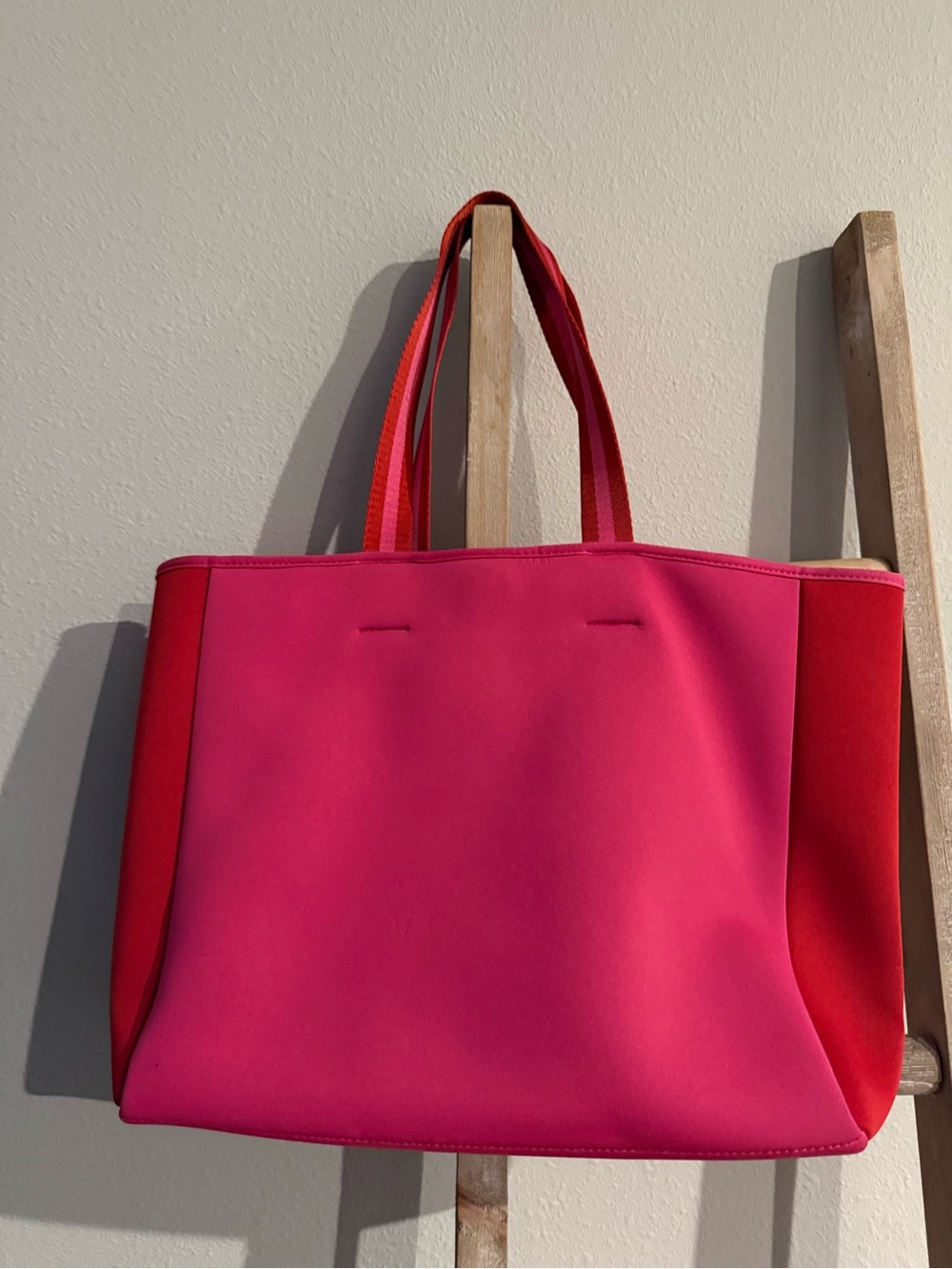 summersalt Pink and Red Colorblock Neoprene Tote